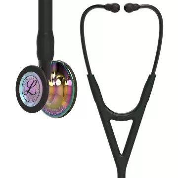 Стетоскоп Cardiology 4 Littmann чёрный с зеркальной радужной головкой на дымчатой ножке