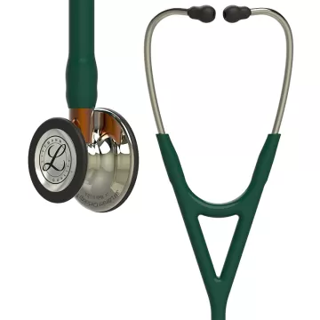 Стетоскоп Cardiology 4 Littmann 6206 тёмно-зелёного цвета с головкой цвета шампань на оранжевой ножке